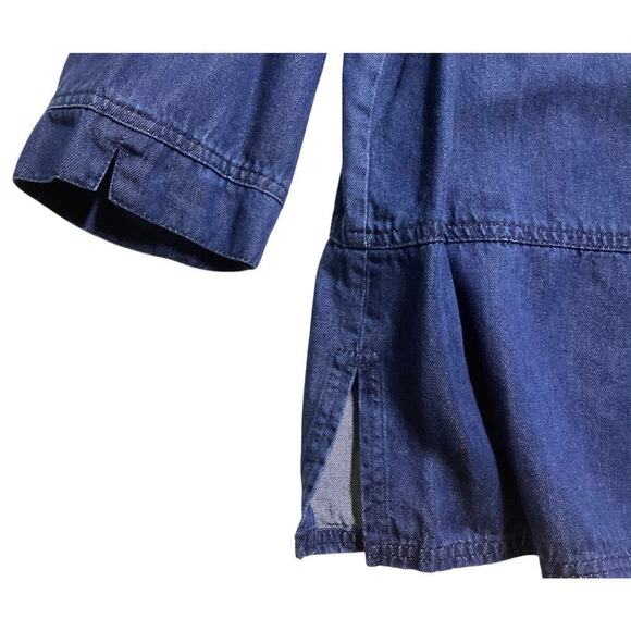 City Wear Lagenlook boxy top quarter sleeve V-neck Large blue - Picture 4 of 6